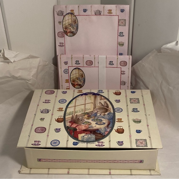 Susan Wheeler HOLLY POND HILL frame Stationery Box Set Vintage 90s Rabbit Tea - Picture 16 of 16